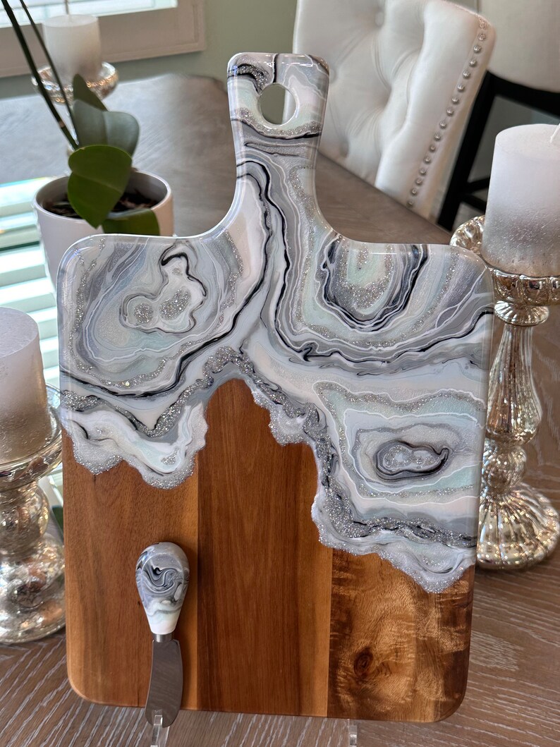 Geode Cheeseboard Agate Style Charcuterie Gift Set Cheese Etsy