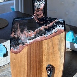 Black & Copper Cheeseboard, Charcuterie Board, w/ Cheese knife, Gift Set, Southwestern Decor, House warming Gift, Resin Art Cheese Board image 7