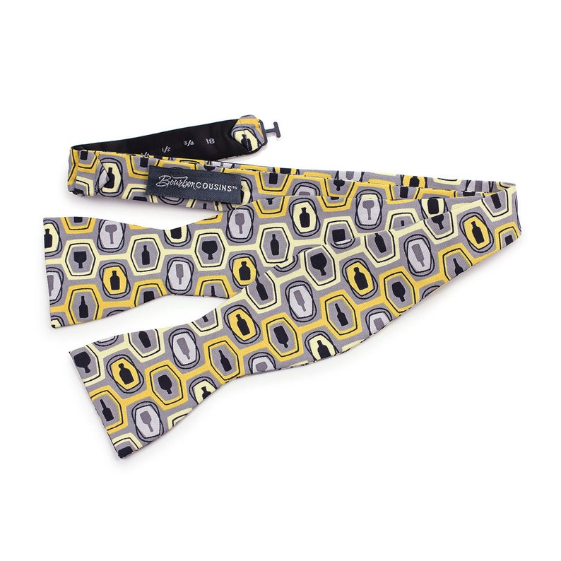 for Whiskey lovers /& Weddings too...sharp Groomsmen Best Man gift Gray Bourbon Fest\u00a9 Bow Tie for bartenders and the racetrack Gold