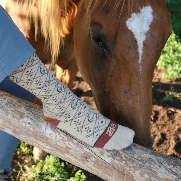 Equestrian Socks | Horse Profile Design, USA Made Cotton Blend
