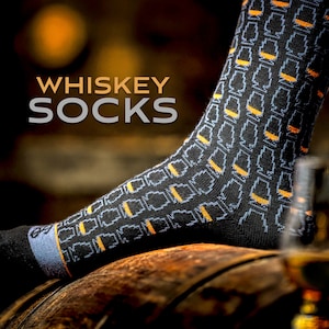 Whiskey Glasses Socks, USA-Made Bourbon Gift, high quality
