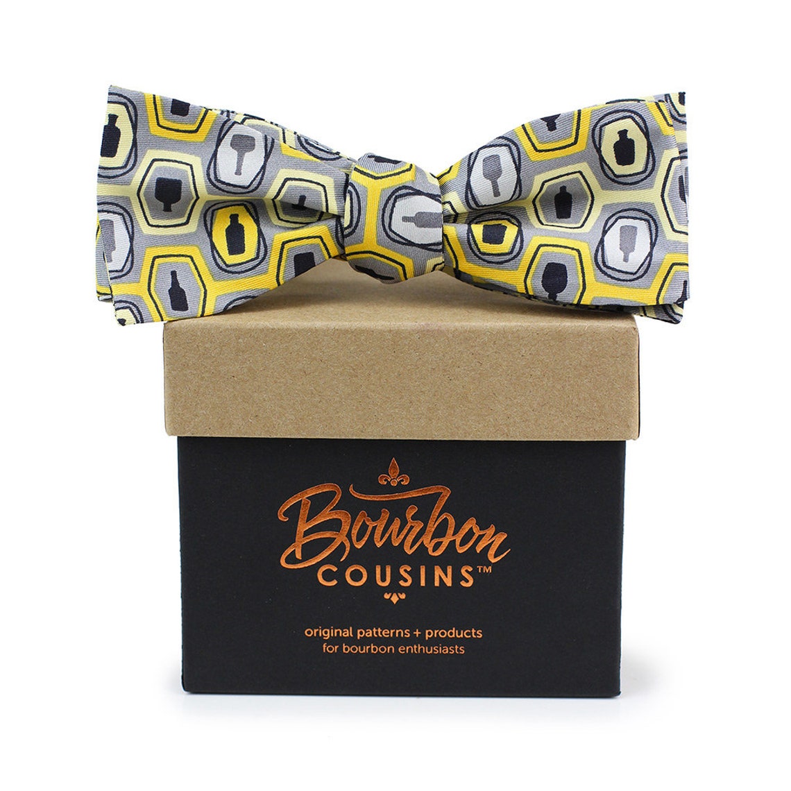Bourbon Fest© Bow Tie Gold Gray for Whiskey Lovers & Etsy UK