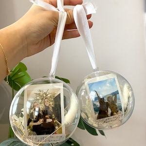 Pallina di Natale personalizzata con foto Polaroid, decorazione per albero di Natale, riempitivo per calza della Befana, bianco