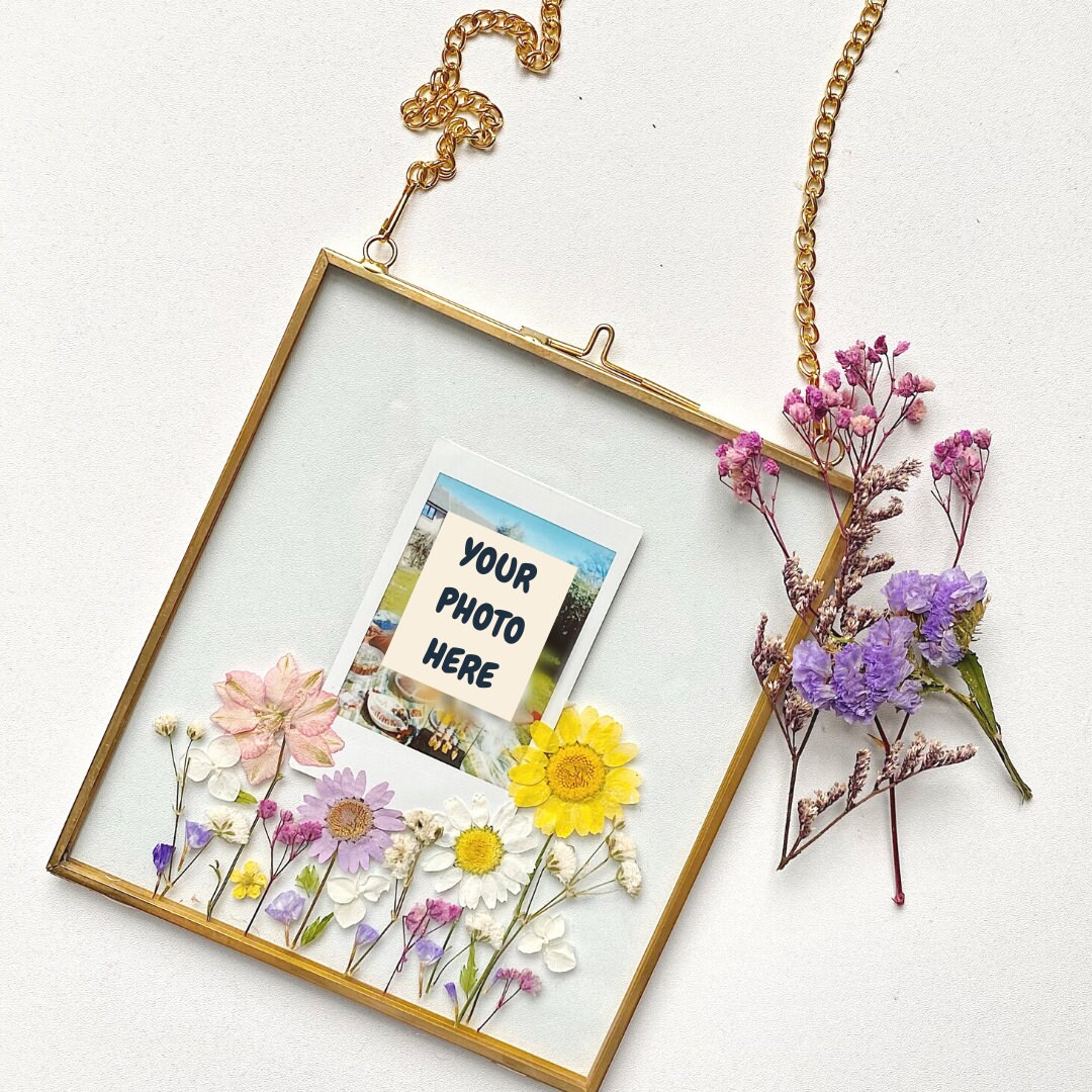 Personalised Polaroid Photo Frame Pressed Flower Frame Etsy
