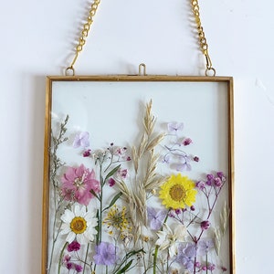 Personalised Botanical Dried Pressed Flower Frame Wall Hanging Mothers ...