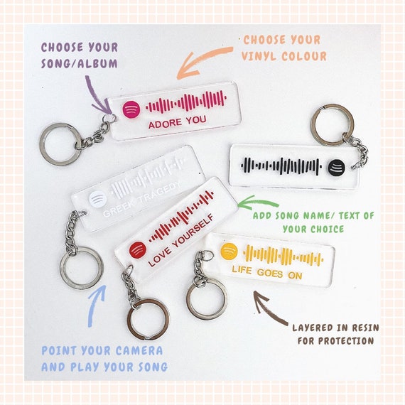 Spotify Keyring Keychain Personalised Collectable Choose Song Perfect Gift 