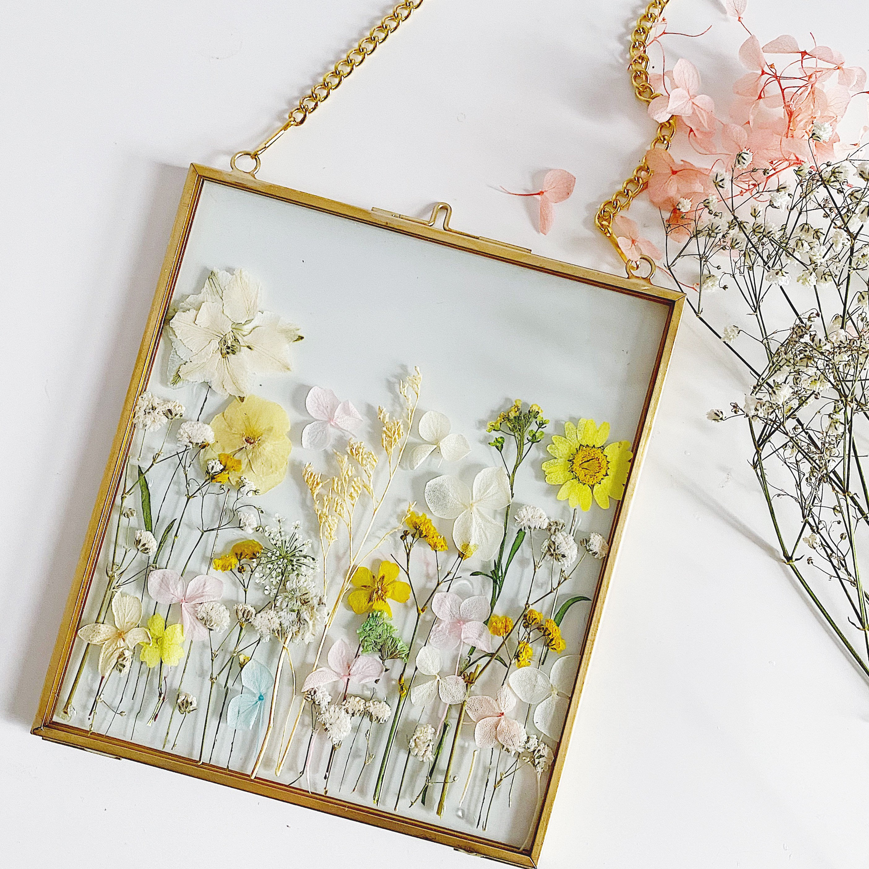 Personalised Botanical Dried Pressed Flower Frame Hanging Wall - Etsy UK
