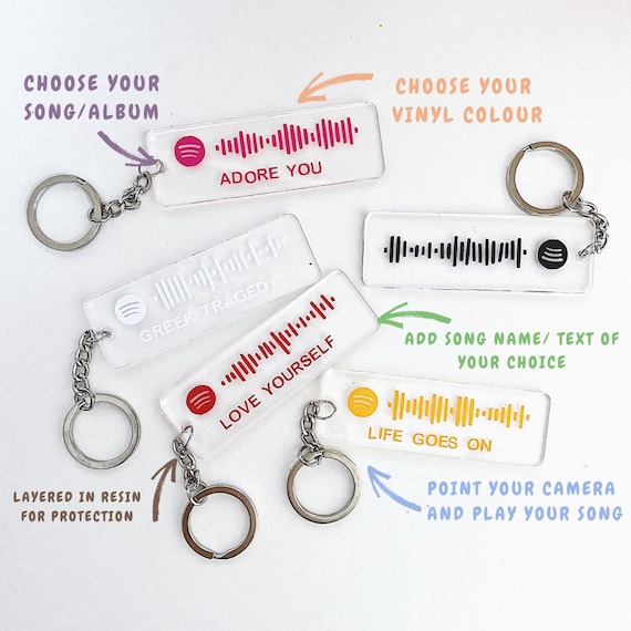 Personalised Custom Spotify Keychain Keyring Scannable Song
