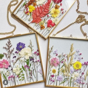 Personalisierte botanische getrocknete gepresste Blumenrahmen Wandbehang | valentines Freundschaft Mutter Strauß Kunst Geburt Monat Geschenk homeware Hochzeit