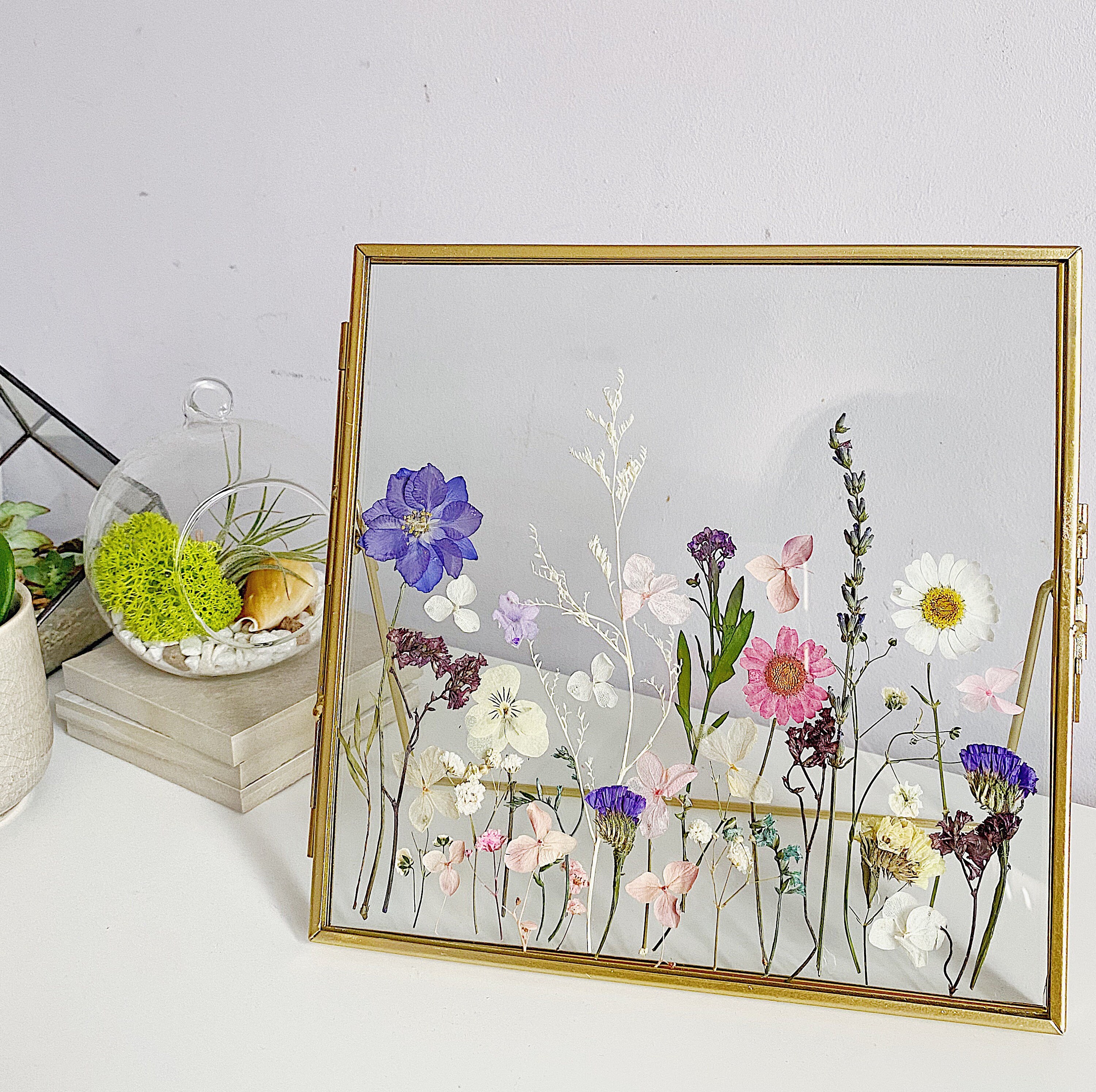 Personalised Botanical Dried Pressed Flower Frame Standing - Etsy UK