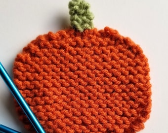 KNITTING PATTERN:  Pumpkin Applique | Garter Stitch Knitting Pattern