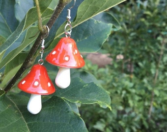 Red Mushroom earring!  Magical mushroom earrings!
