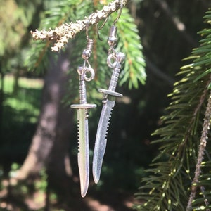 Silver knife earrings