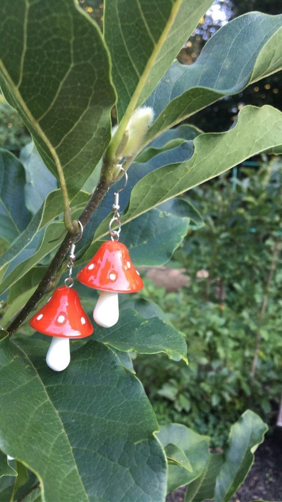 Red Mushroom earring!  Magical mushroom earrings!