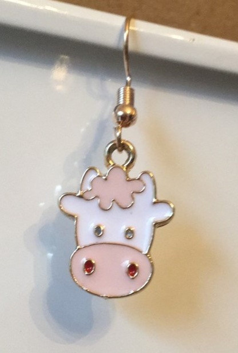 Pink cow earrings Strawberry Cow Earring