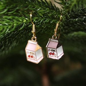 Cherry Milk Carton Charm Earrings