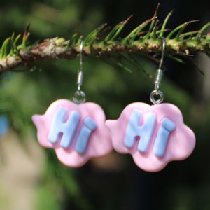 Hi Cartoon Bubble Earrings - Speech Bubble Earrings