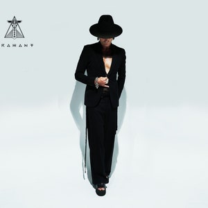 Unseen Skinny Single Breasted Blazer - Hand Made Black Suit Jacket - Avantgarde Dark Fashion