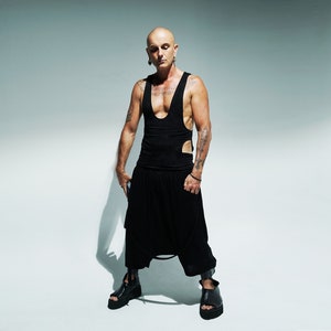 Avant Garde Singlet - Sculptural Design - Black Vest - Dark Fashion Tank Top - Gift For Him