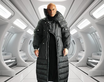 Oversized Black Puffer Coat: Avant Garde Cyberpunk Fashion