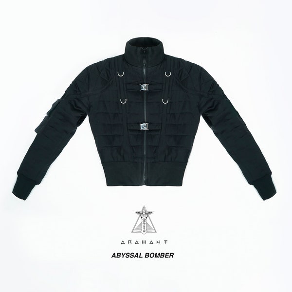 Handmade Bomber Jacket - Leather or Nylon - Avant garde - Shoulder Pads - Gift - Darkwear - Winter Coat