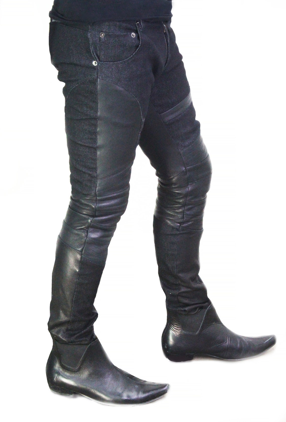 Witchcraft Skinny Pant Leather Denim Hybrid Pant - Etsy