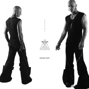 Avant Garde Flared Jeans - Wide leg Dark Fashion Pant - Hand Made Designer Trousers - Street Wear - Goth Pant