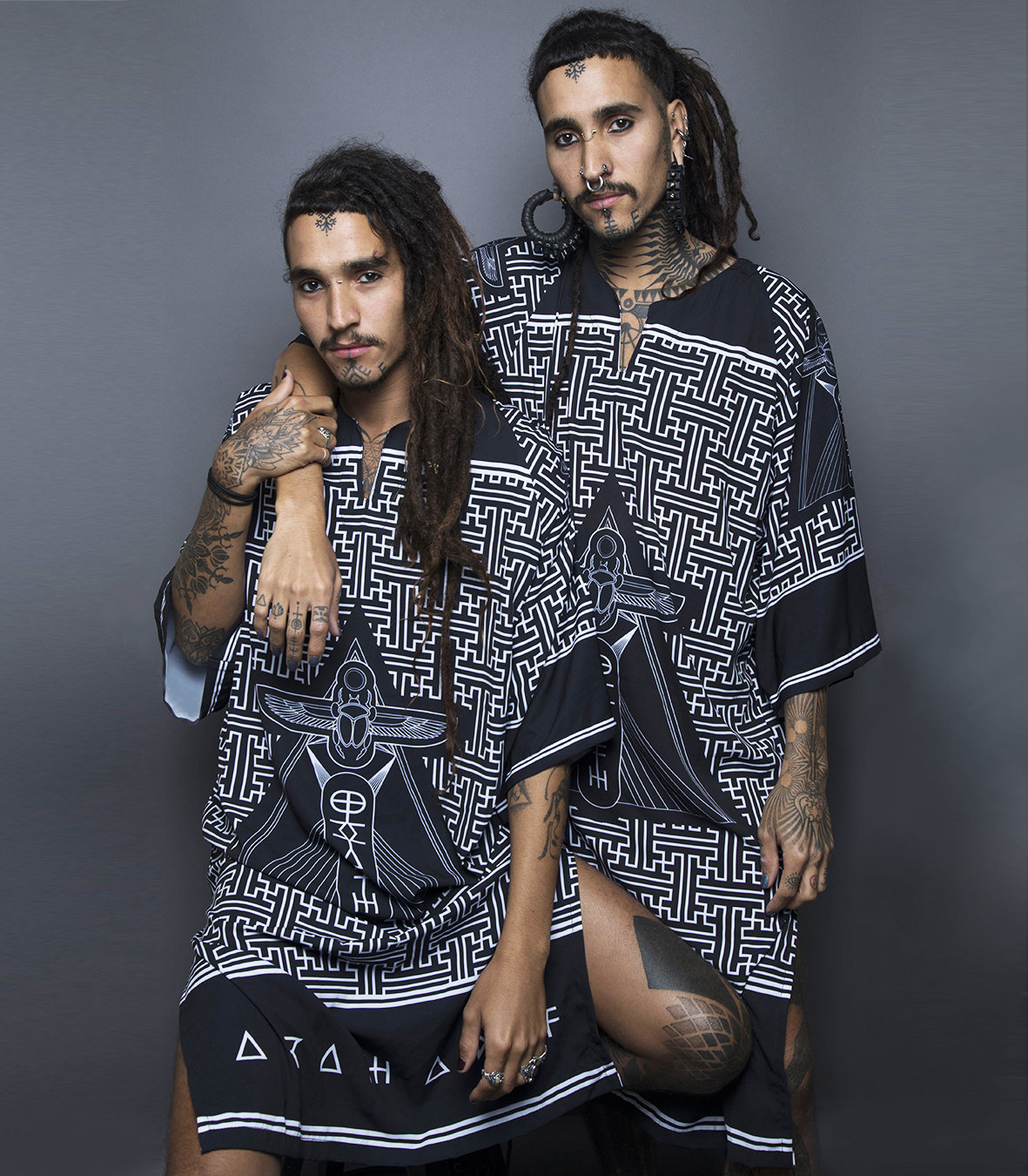 Bohemian Printed Kaftan- Oversized Dark Fashion Tunic for Men