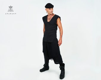 Avant Garde Cotton Crepe Shirt - Asymmetrical Mens Top