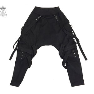 DECONSTRUCT Canvas Combat Pant - Drop Crotch Dark Fashion Tech Wear- Avant Garde Hand Made Designer Trousers - Street Wear - Goth