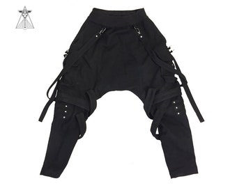 DECONSTRUCT Canvas Combat Pant - Drop Crotch Dark Fashion Tech Wear- Avant Garde Hand Made Designer Trousers - Street Wear - Goth