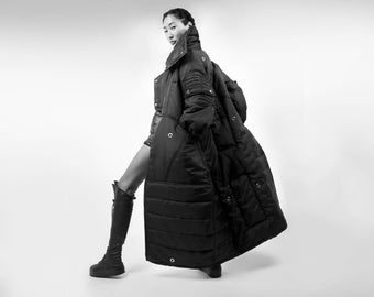 Dark Fashion Oversize Coat - Avant Garde Puffer Jacket - Women's Outerwear