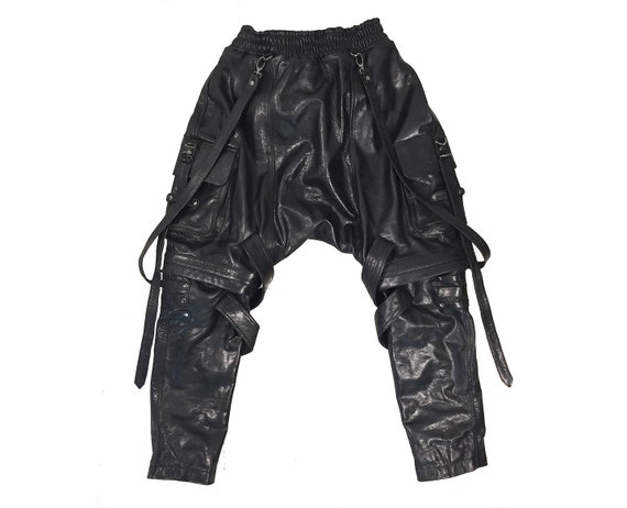 Leather Dark Wear Combat Pant Mens Drop Crotch Military Tech Wear Dark  Fashion Avant Garde Trousers High Fashion Androgynous Streewear -   Israel