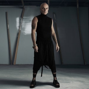 Initiation Shirt - Black Sleeveless Turtleneck with Panelled Design - Fitted Dark Fashion Shirt - Goth Androgynous Avant Garde