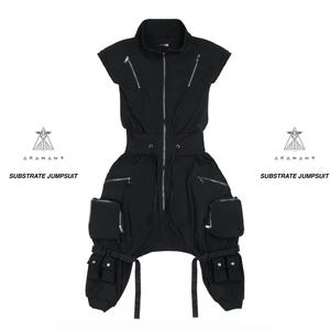 Mono de moda oscura para hombre - Mono negro de vanguardia - Mono de ropa técnica - Mono Burning Man - Mono negro para hombre