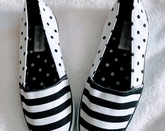 black and white polka dot tennis shoes