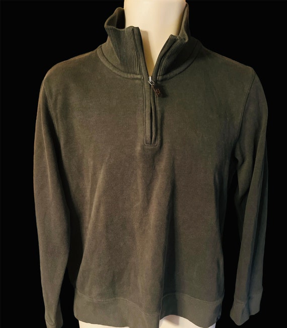 Lands End Vintage Olive Color  Mens Pullover Sz Med
