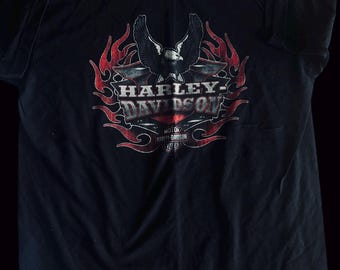 Harley Davidson Vintage 1999 Motorcycle T shirt size XL Grunge Black Cotton Shirt