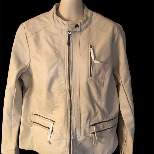 Cream Leather Jacket - Etsy