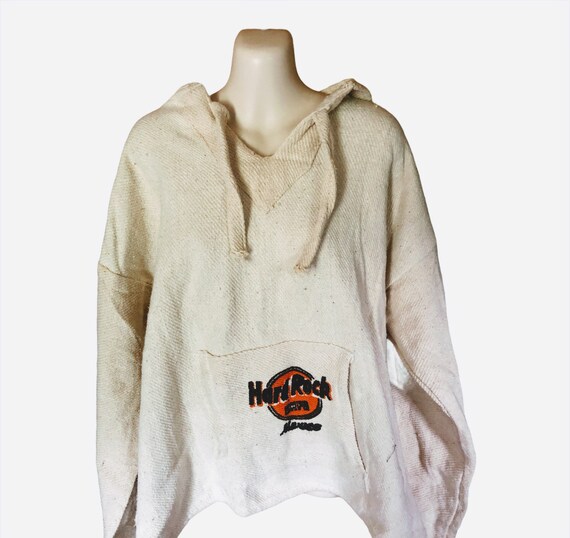 Hard Rock Cafe Mexico Baha Hippie Pullover Beach size Large Vintage 2000 fiesta drug rug pullover