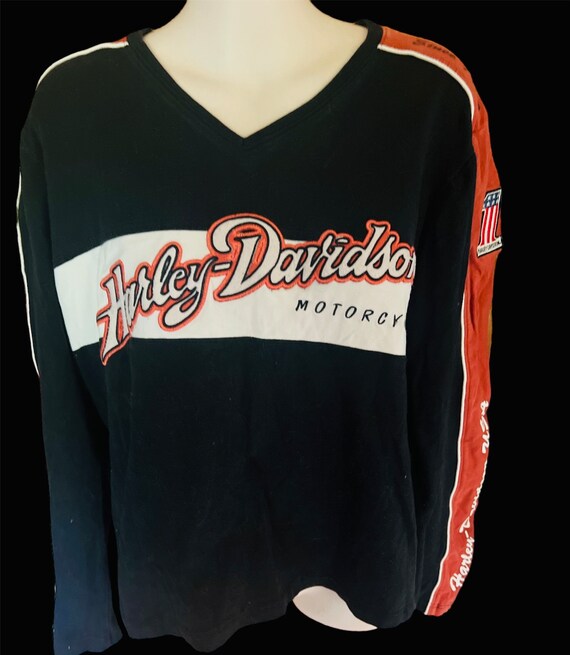 T-Shirt Femme Harley-Davidson - Taille 2X - Couleur Corail - Col V - Manches Courtes - Occasion Très Bon État