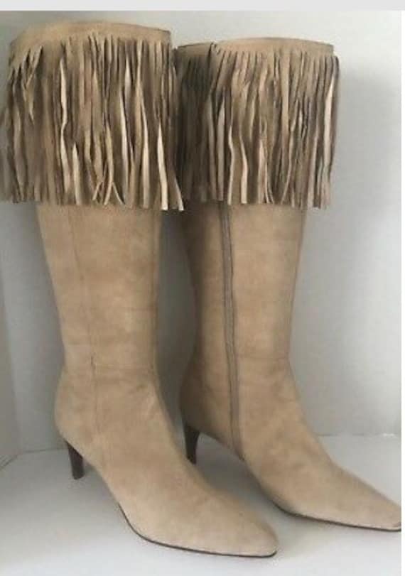 Faux Suede Heel Boots Size 9.