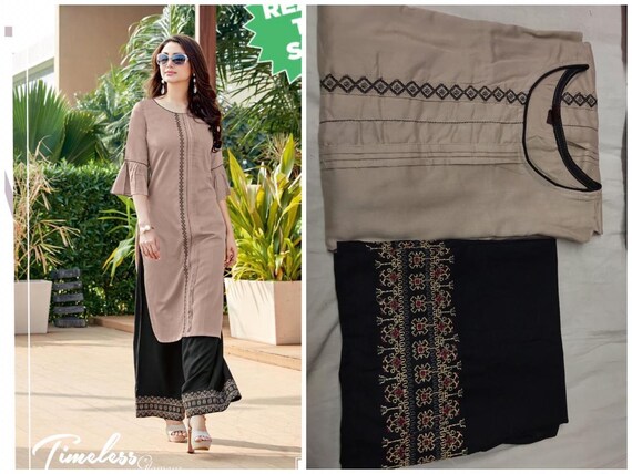 Printed Kurti Palazzo Rayon Fabric for Girls /& Women Girls Women Dresses Rayon febric kurti palazzo set Palazzo Dress