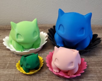 STL File for 3D Printing | Base Plate Saucer with Elevated Feet and Bulbasaur Planter | Succulent Planter | Cactus | Aloe Vera