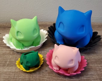 Bulbasaur Plant Pot w/ Base Plate Saucer and Elevated Feet | Succulent Planter | Cactus | Aloe Vera | Many colors and sizes!