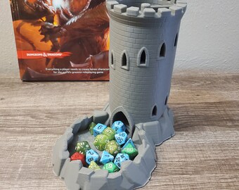 Polyhedral Dice Tower | Dungeons & Dragons | Magic the Gathering | Warhammer | Tabletop Games | Gamer Gift | Medieval Fantasy Castle Motte