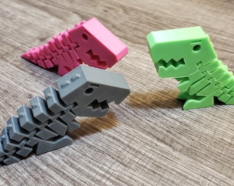 Tyrannosaurus Rex Articulated Toy | Flexible T-Rex Figurine | Flexi-Rex Dinosaur Model | Hinged 3D Printed Animal Fidget | Many Colors!