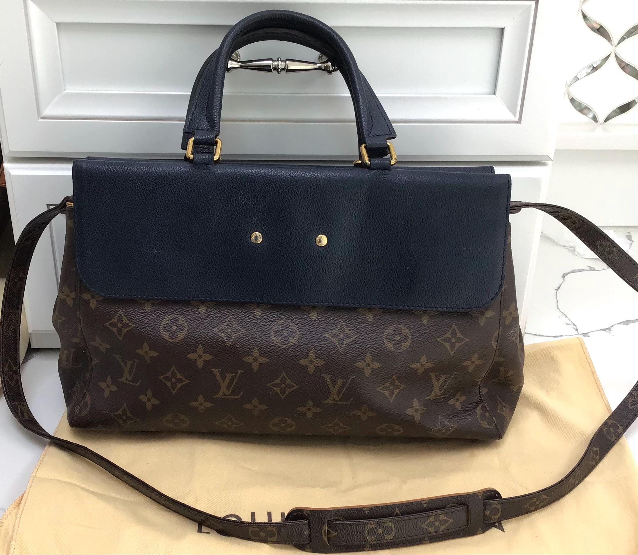 Authentic Louis Vuitton LV Monogram Venus Hand Bag 2 Way Bag Navy