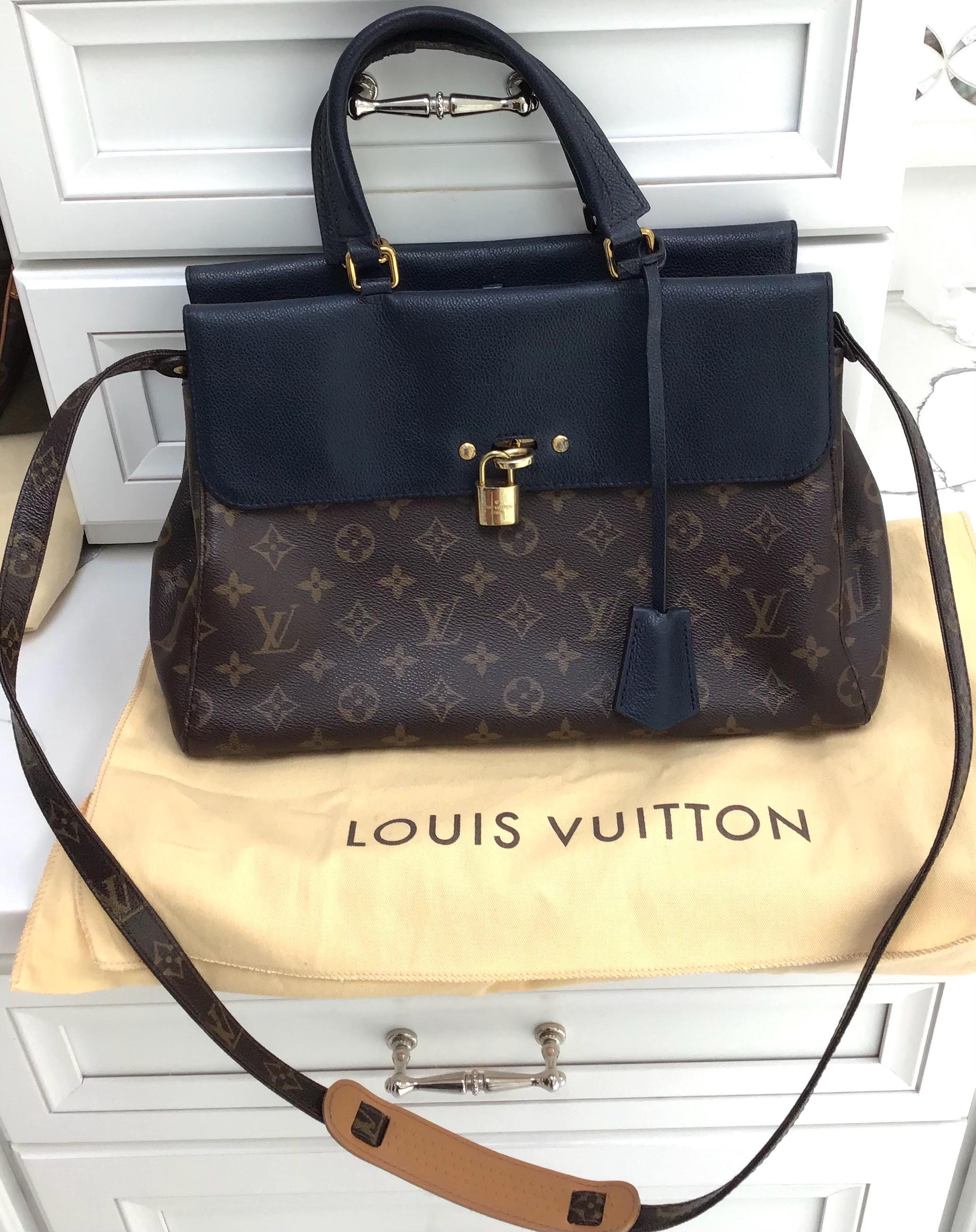 Authentic Louis Vuitton LV Monogram Venus Hand Bag 2 Way Bag Navy