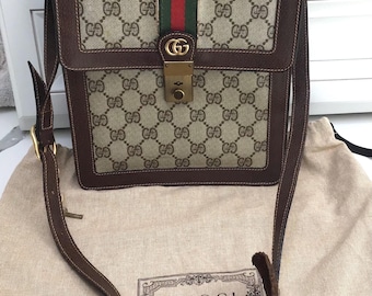 Gucci Ophidia Authentic vintage Gucci sherry line brown Shoulder Bag Purse PVC Leather
